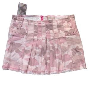 Vintage DNA Pink Camo Butterflies Pleated Mini Skirt Sz 3 NWT